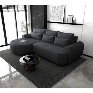 Ecksofa OLIVIO L - Wohnlandschaft Polstersofa Polstercouch (Anthrazit - MODESTO 489) LINKE SEITE - Grau