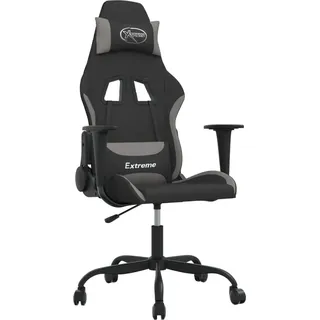 vidaXL Gaming-Stuhl mit Massagefunktion Schwarz und Hellgrau Stoff - Grau