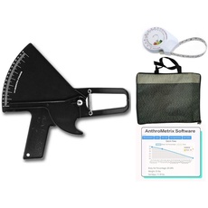 Slim Guide Caliper Körperfettzange Kit, BMI-Maßband, Transporttasche (Schwarz)