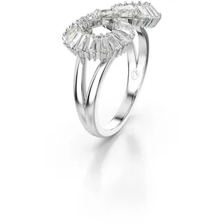 Swarovski Hyperbola Cocktailring, Weißer und Rhodinierter Damenring mit Unendlichkeitsmotiv und Brillanten Swarovski Kristallen