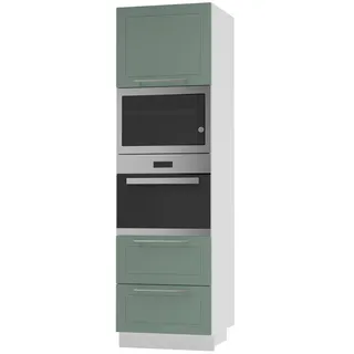 Feldmann-Wohnen Backofen-Hochschrank Kvantum D14/Ru/2M/284 Mint Matt / Weiß Matt 60 / 59 / 207cm , Mintgrün, Weiß , Metall , Rechteckig , 60x207x59 cm , Küchen, Küchenmöbel, Küchenschränke, Geräteumbauschränke