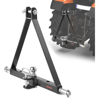 Vevor 3-Punkt-Anhängerkupplung mit 1-7/8 Zoll Empfänger, 3-Punktaufnahme, 2721 kg, Traktor-Anhängerkupplungsadapter, kompatibel mit Kubota, Mahindra, John Deere, Massey Ferguson, 505x575x130mm