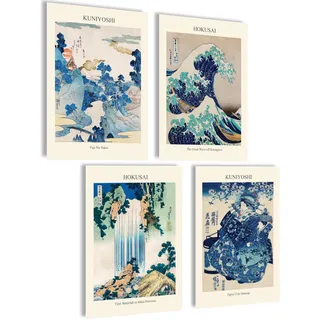 Japan Poster Japan Deko Japanische Deko Poster Aesthetic Bilder Anime Poster Anime Japanische Bilder Japanische Wanddeko Hokusai Japan Geschenk Gaming Poster Bilder Wohnzimmer (Hokusai Kuniyoshi)