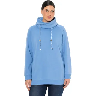 Ulla Popken Damen große Größen Übergrößen Plus Size Sweatshirt, weiter Stehkragen, Taschen, Raglan-Langarm