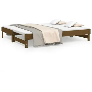 vidaXL Tagesbett Ausziehbar Honigbraun 2x(100x200)cm Massivholz Kiefer