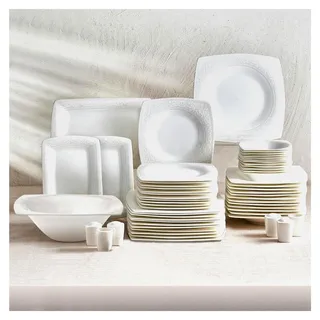 Fine Pearl Roma 58-teilig für 12 Personen quadratisch - Set - Geschirrset mit echten Perlen