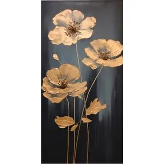 XXXLutz EUROART Wandbild 30 x 60 cm Golden Flowers V Metall Gold