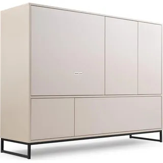 Kommode Genua mit 5 Türen, Sideboard in Farbe: Creme, Schrank in Größe: 160 x 120 x 45 cm - Beige