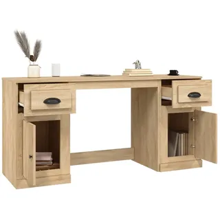 vidaXL Schreibtisch mit Stauraum Sonoma-Eiche Holzwerkstoff - Braun