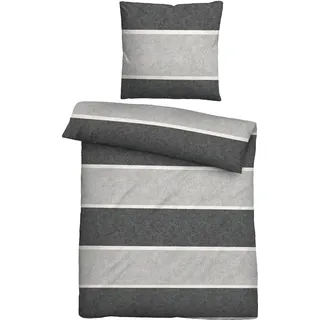biberna Flanell Melange Grau 155 x 220 cm + 80 x 80 cm