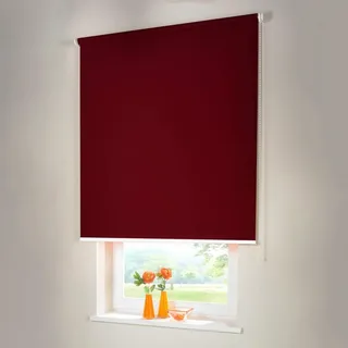 Sonnenschutz-HH® - Seitenzugrollo Verdunkelungsrollo - Außenmaß Breite 180 x 240 cm Höhe weinrot - Lichtundurchlässig Blickdicht Rollo für Abdunkelung Kettenzugrollo inkl. Universalträger