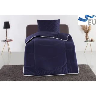 my home Steppbett + Kopfkissen »Microlux, Bettdecke 135x200 cm, 155x220 cm« Set mit Kissen 40x80 cm, 80x80 cm, Sommer, Herbst, Winter in 4 Farben, blau