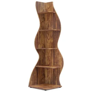 Modernes Eckregal - 5-stöckiges Wand Eck Bücherregal - Standregal für Bücher und Pflanzen - Holz Spanplatte 50x48x177 cm - Braun - Braun