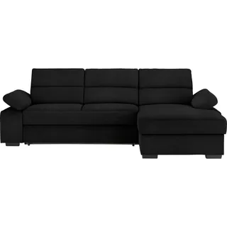 Cantus Ecksofa , Schwarz , Textil , Uni , Ottomane rechts, L-Form , 258x166 cm , Typenauswahl, Stoffauswahl, seitenverkehrt erhältlich, Hocker erhältlich , Wohnzimmer, Sofas & Couches, Wohnlandschaften, Ecksofas