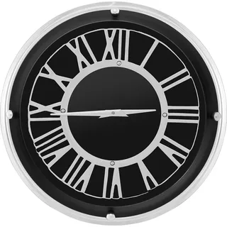 COSTWAY Wanduhr ohne Tickgeräusche, große Funkuhr modern für Wohnzimmer, Büro, Schlafzimmer, schwarz, 34,5x12cm - Schwarz