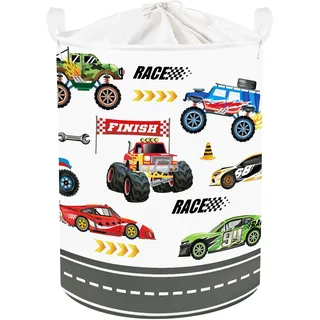 Clastyle Auto Kinder Wäschekorb mit Henkel Faltbar Kleidung Spielzeug Aufbewahrungskorb Jungen Aufbewahrungsbox für Babyzimmer Bad, Monster Truck, 36x45 cm