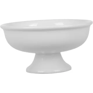 Luxshiny Weiße Salatschüssel aus Keramik mit Sockel Multifunktional und Leicht zu Reinigen Elegante Fußschale für Pudding Mousse und Eiscreme im Vintage Palaststil