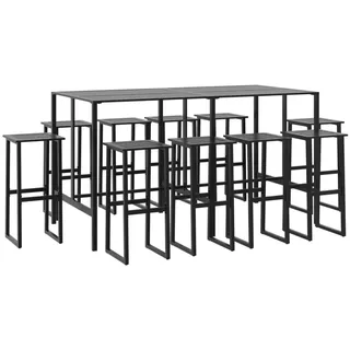 vidaXL 11-tlg. Gartenbar-Set Schwarz Pulverbeschichteter Stahl - Schwarz