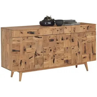 Landscape Sideboard , Akaziefarben , Metall , Akazie , vollmassiv , 3 Fächer , 2 Schubladen , 160x80x42 cm , stehend , Holzmöbel, Kommoden Holz, Sideboards Holz