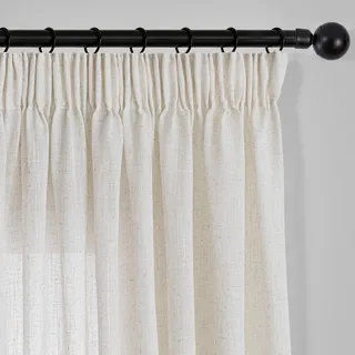 Elfenbeinweiß Vorhänge mit kräuselband Leinen-300x225cm 1PC für Raumteiler Balkontür Gardinen Wohnzimmer Modern Landhaus Schrank Schlafzimmer Halbtransparent Lichtdurchlässig Gardine Boho Deko
