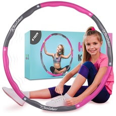 KLEINTOBER Premium Hula für Kinder & schlanke Erwachsene Set mit Übungsanleitung Gymnastik Hoola Hoop Hullahub Reifen Kinder, violett-dunkelgrau