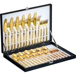 30-teiliges Besteckset Gold Edelstahl 18/10 Spiegelpoliert Spülmaschinenfest - Gold