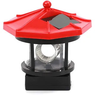 FIYSON Solar-Leuchtturm, 360 Grad drehbare Solarlampe, LED-Solar Leuchtturm, Garten Außendekoration Laterne, Garten Rasen Licht, Wasserdichte Straßenlaterne, Hof Dekoration Licht (Klein,Rot)