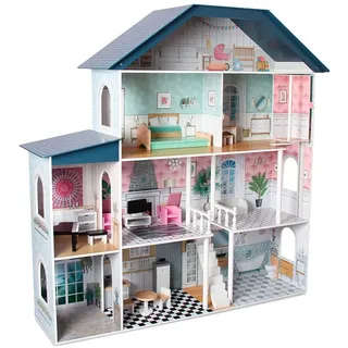 Deqube Holz 4-stöckiges Premium Puppenhaus - Multicolor - One Size