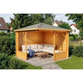 5-Eck Gartenlaube Maik-28 Natur 325 cm x 325 cm, imprägniert