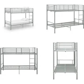 vidaXL Etagenbett Grau Metall 90×200 cm - Etagenbett - Etagenbetten - Hochbett - Hochbetten - Grau