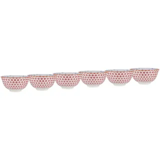 Butlers Schalen 6er-Set Ornaments 240 ml , Rot , Keramik , 12x5x12 cm , Geschirr, Schalen & Schüsseln