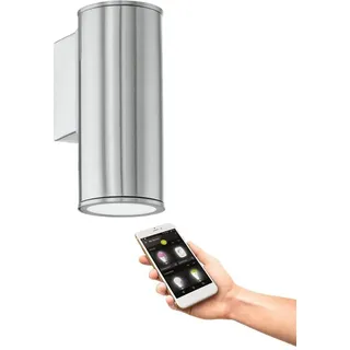 EGLO Riga, Wandleuchte außen, Außenleuchte aus Edelstahl, Außenlampe mit GU10 Fassung, IP44, H 15 cm
