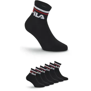 Kurzsocken FILA "UNISEX QUARTER PLAIN SOCKS", Damen, Gr. 35-38, schwarz, Baumwollmischung, unifarben mit Farbeinsatz, normal, Socken Kurzsocken, mit Logo-Schriftzug