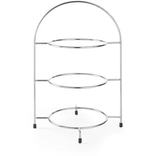 HENDI Teller-Etagere, Dekorative Telleretagere, Tellerständer, Servierständer, geeignet für Teller bis max. ø275mm, 290x290x(H) 440mm, Verchromt