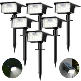 6 Stück Solarleuchte für den Außenbereich, mit Bewegungsmelder, 62 LEDs, Solar-Spot, für den Außenbereich, 3 Modi, Außenbeleuchtung, wasserdicht, IP65, Solarlicht, für den Außenbereich, für Garten,