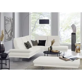W.SCHILLIG Ecksofa »broadway, Designsofa, mit tollem Sitzkomfort, L-Form« Sitztiefenverstellung, Kopfteil- & Seitenteilverstellung, Breite 284cm, weiß