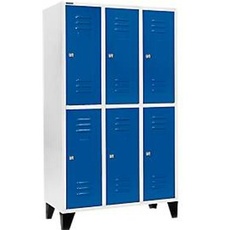 Schäfer Shop Select Kleiderspind, mit 3 x 2 Abteilen, 400 mm, mit Füßen, Zylinderschloss, Tür enzianblau