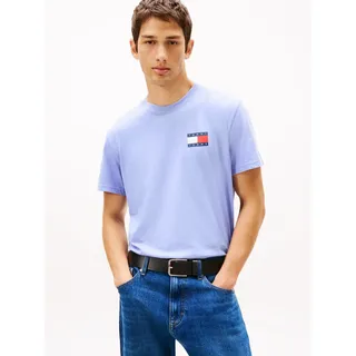 T-Shirt TOMMY JEANS "TJM SLIM FIT ESSENTIAL FLAG", Herren, Gr. S, nordic iris, Single Jersey, Obermaterial: 100% Baumwolle, unifarben, slim fit normal, Rundhals, eingesetzt abgesteppte Kante, Shirts T-Shirt, mit Rundhalsausschnitt