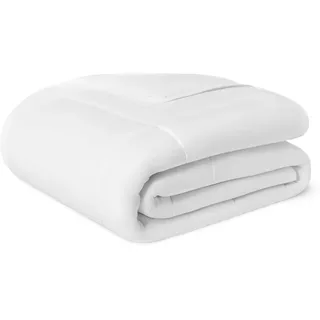 Amazon Basics Bettdecke Ganzjahr 300 GSM - Hypoallergene Steppdecke mit Daunenalternative Füllung, 200 x 200 cm, Weiß