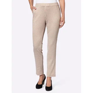 Schlupfhose CLASSIC BASICS, Damen, Gr. 56, Normalgrößen, beige (beige, ecru, kariert), 98% Polyester, 2% Elasthan, Hosen Schlupfhose