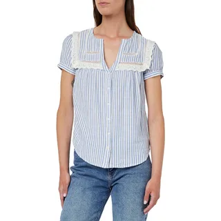 SPRINGFIELD Damen Bluse Teil Spitze Hemd, hellblau, 36