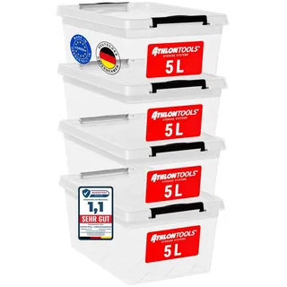 ATHLON TOOLS Aufbewahrungsbox 5 L 4-tlg. transparent