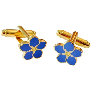 THE MASONIC COLLECTION Manschettenknöpfe mit Blumen-Design für Männer – Blaue Emaille und atemberaubende orangefarbene Steine ​​– Geschenk-Accessoire für Freimaurer