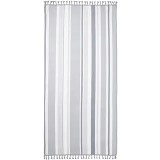 DREAMSCENE Gestreiftes Strandtuch, Quastenrand, Schwimmbad, Erwachsene, Kinder, Seil, Urlaub, Reisen, Camping, Bad, 71 x 152 cm, Anthrazitgrau