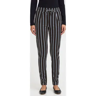 Ichi IHRUTI Damen Hose Stoffhose Pants mit Eingrifftaschen Kordelverschluss gestreift elastisch Regular fit