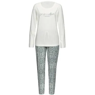 VIVANCE DREAMS Damen Pyjama weiß-grün-gestreift Gr.36/38