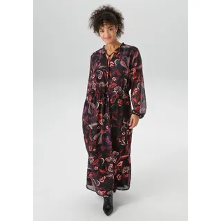 Aniston PLUS Maxikleid in Chiffon mit Blumen Print, schwarz
