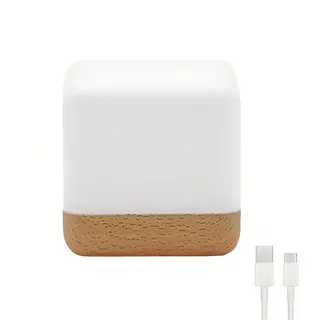 Lancoon Kinderzimmer Lampe für Kinder Einfaches Flip Timer Nachtlicht USB Nachttisch Begleiter Schlaf Licht Wiederaufladbar LED Würfel Umgebungslicht Tischlampe Schlafzimmer Nachttischlampe