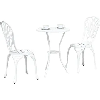 vidaXL Garten Bistro Set 3 stk. Weiß Aluminium - Weiß