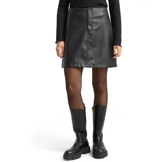 TOM TAILOR Denim Damen 1047738 Mini-Rock in Leder-Optik, 14482-Deep Black, L